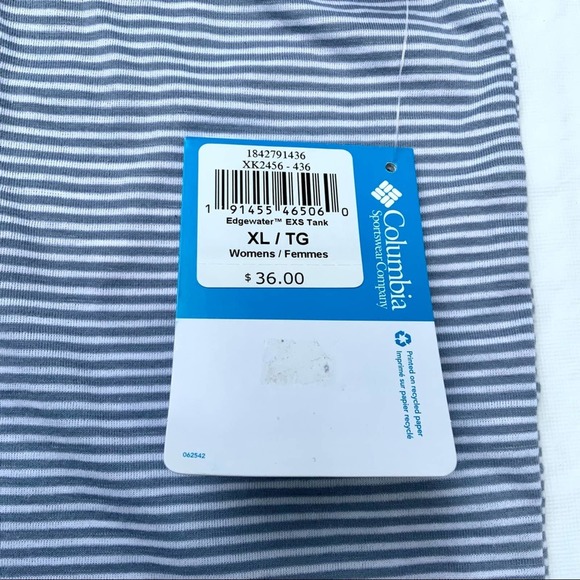 NWT Columbia tank top. Gray and white stripe. Size xl. - Picture 9 of 10